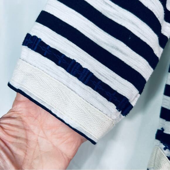 THML Navy White Stripes 3/4 Sleeve Top S - Picture 5 of 9